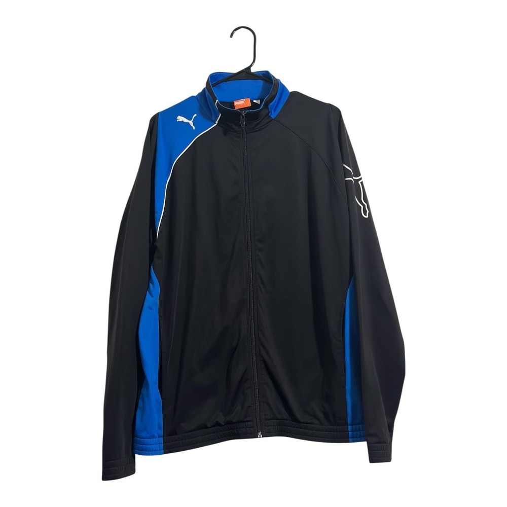 Puma Sportlifestyle Track Jacket Black Blue Full Zip Mock Neck Men's Size Large
